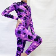 Комбинезон гимнастический фиолетово-черный